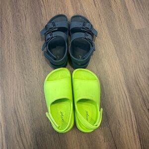 Cat & Jack - Kids Sandals lot - Neon Green and Navy